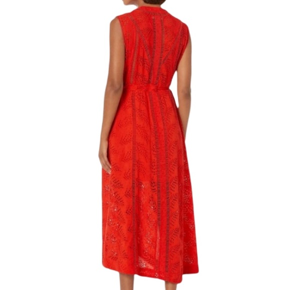 NWT All Saints Poppy Blaze Red Tate Broderie Dress or Coverup - Sz 12 - Picture 2 of 11